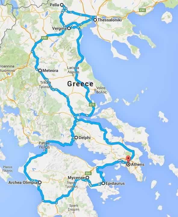 Grand Tour Of Greece, map